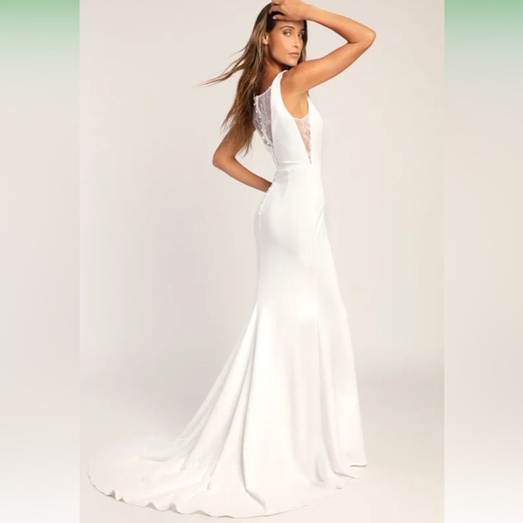 Lulus Dresses & Skirts - NWT Lulus Long-Lasting Love Ivory Lace V-Neck Mermaid Dress